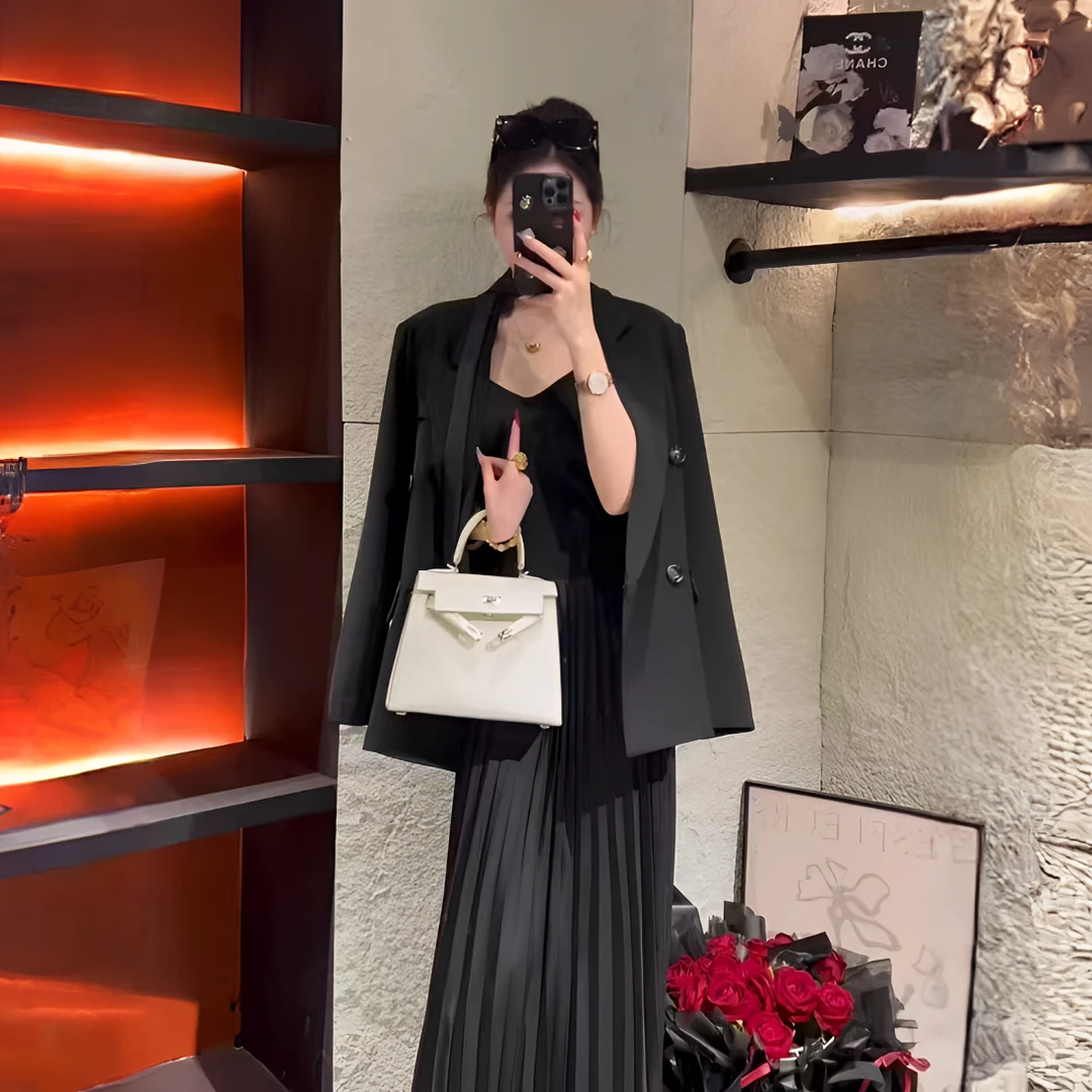 点点家女装早秋西服连衣裙两件套职场轻熟老钱风收腰显瘦显高套装