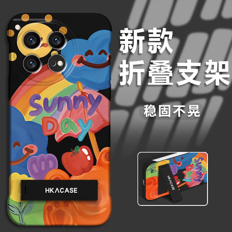 适用于一加12新款涂鸦小熊PC无边框手机壳