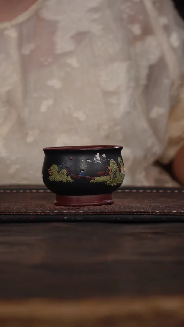 茶杯紫砂非遗茶器-粉浆将军杯