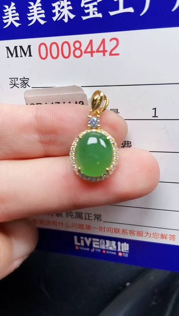 翡翠银S925镶嵌颈饰8442