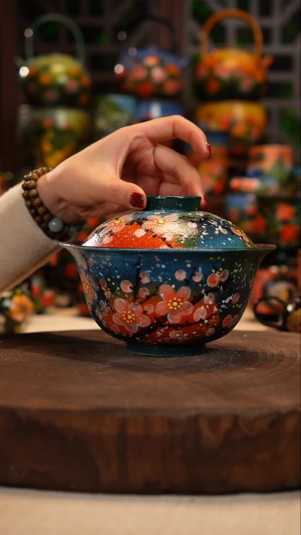 紫砂油画釉下彩手绘