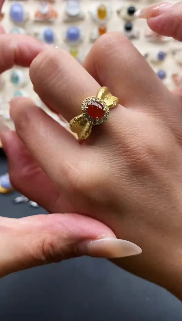 银S925镶嵌戒指翡翠缅甸天然A货翡翠1 8-8