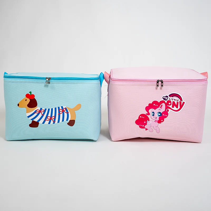 卡通简约收纳袋客厅卧室内衣被子通用大容量粉色蓝色可折叠