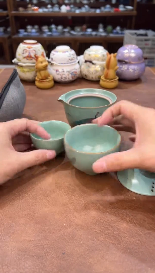 真的很便宜会开片的旅行茶具