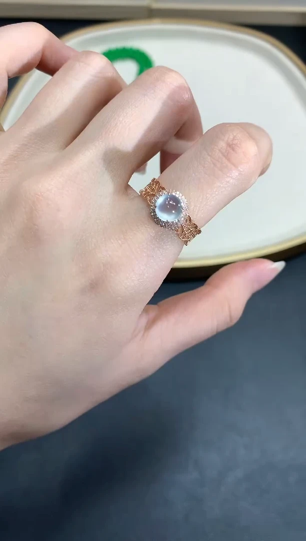 【闪购商品】翡翠戒指18K金镶嵌Q683|2980