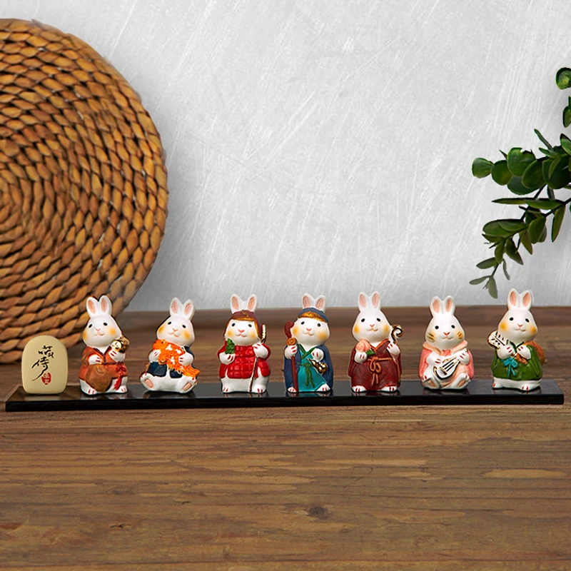 【七福神小兔/小猫装饰摆件】