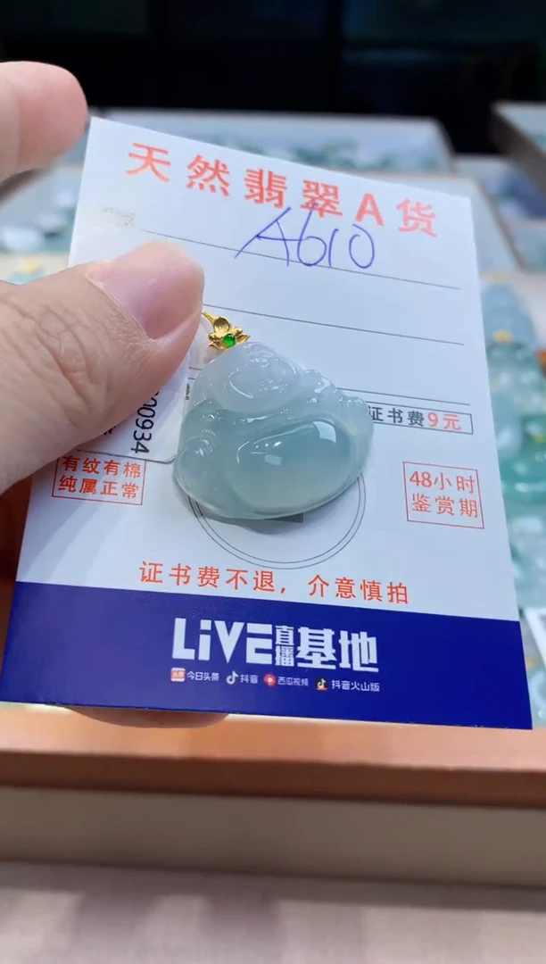 翡翠18K金镶嵌颈饰天然缅甸a货翡翠