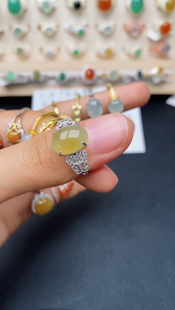 【闪购商品】翡翠戒指银S925镶嵌缅甸翡翠