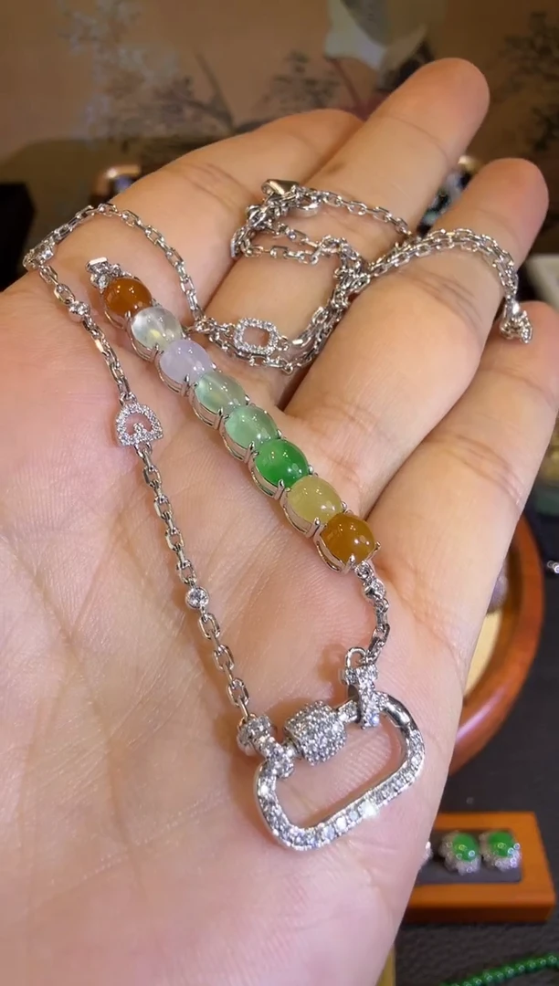 【闪购商品】翡翠颈饰18K金镶嵌精工重金版万能链回形针