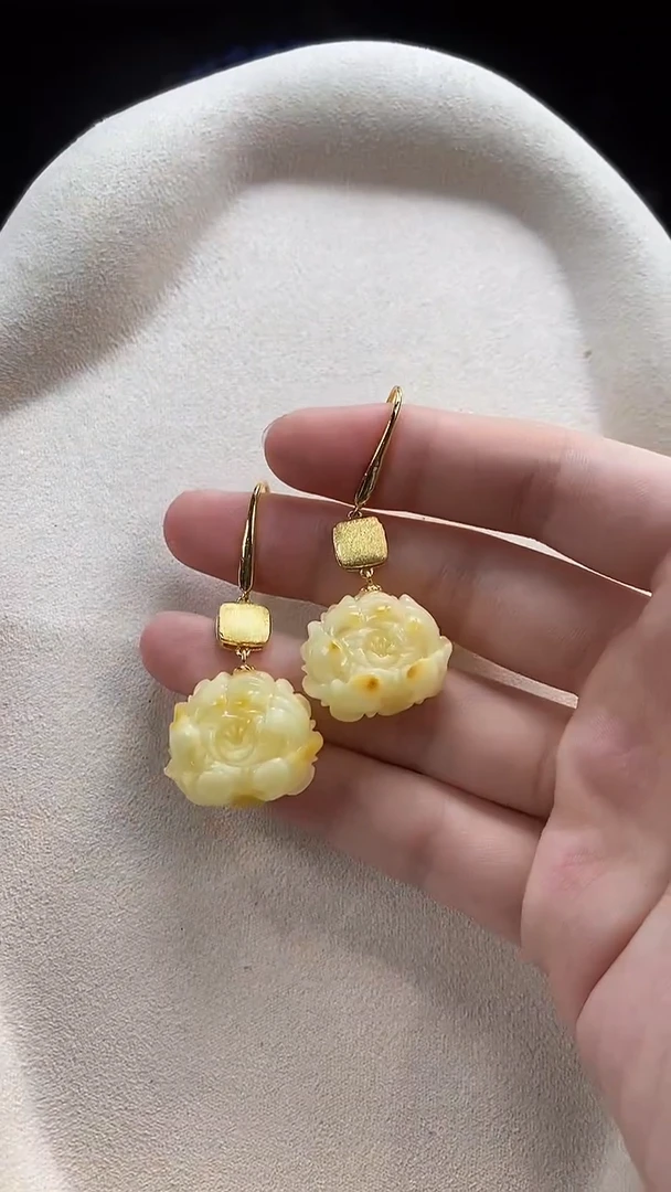 琥珀未镶嵌耳饰耳环