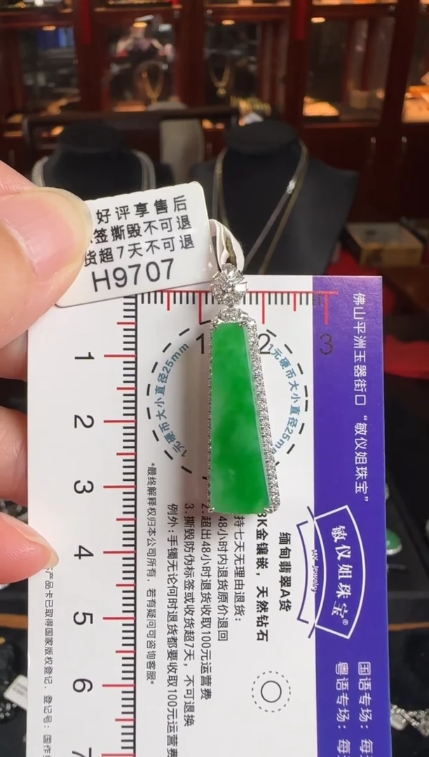 颈饰18K金镶嵌翡翠H9707无事牌