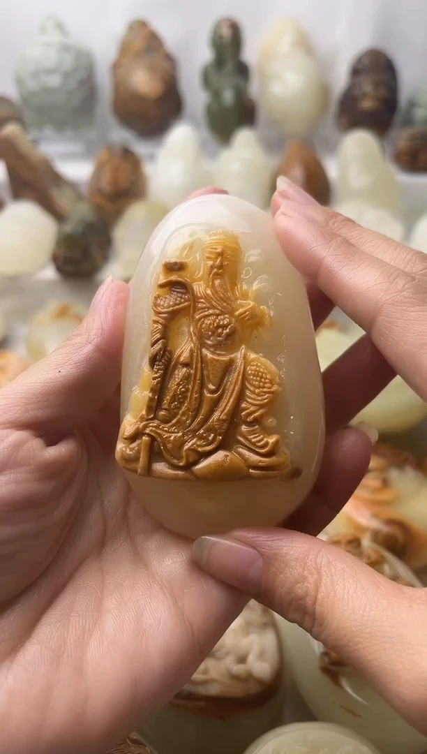 石材关公方解石棉纹正常不退换