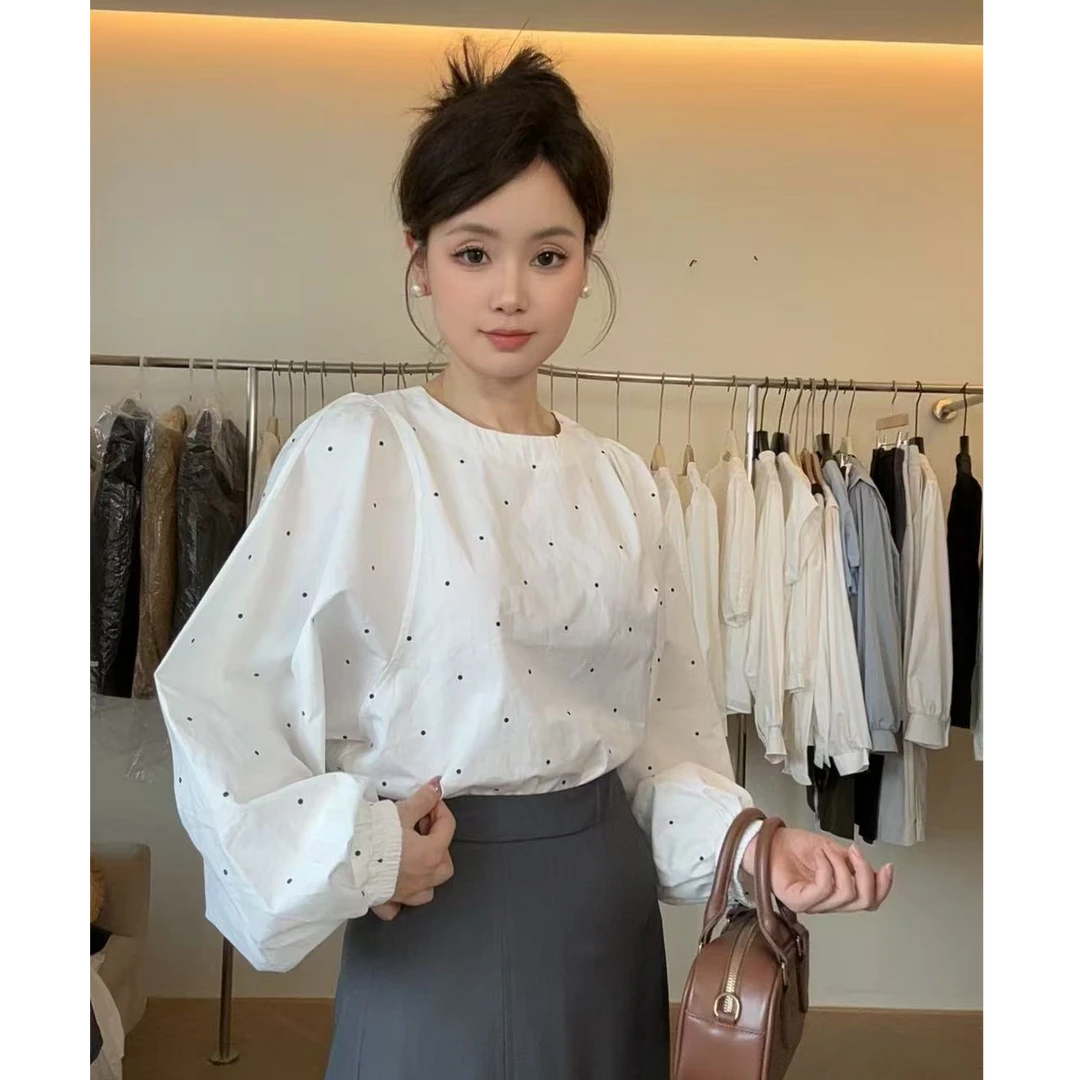 秋季长袖衬衣女新款女装秋装宽松时尚洋气时髦灯笼袖上衣女