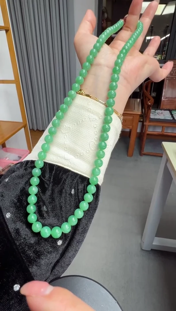 【闪购商品】翡翠颈饰未镶嵌（成品三天鉴赏期）7.5-8.8mm珠链