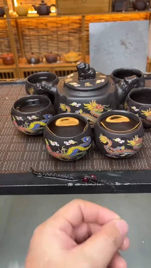 600毫升四方壶龙凤呈祥1壶6杯