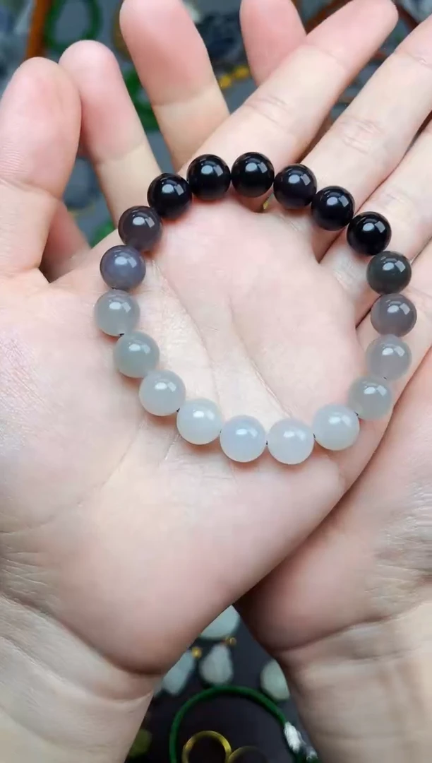 未镶嵌手串和田玉烟紫渐变手串06