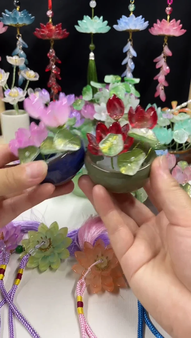 琉璃２盆琉璃荷花小盆栽```````