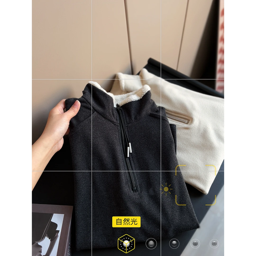 【可乐】双面磨毛软糯德绒立领长袖女拉链内搭打底上衣-T2761