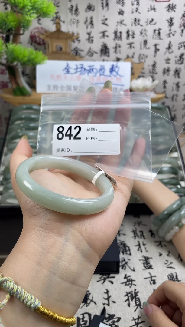 石英质玉（天山翠）手镯未镶嵌842