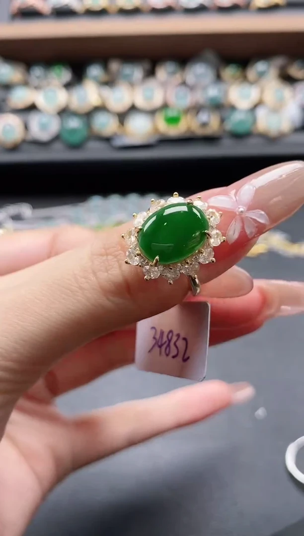 【闪购商品】翡翠戒指银S925镶嵌5151