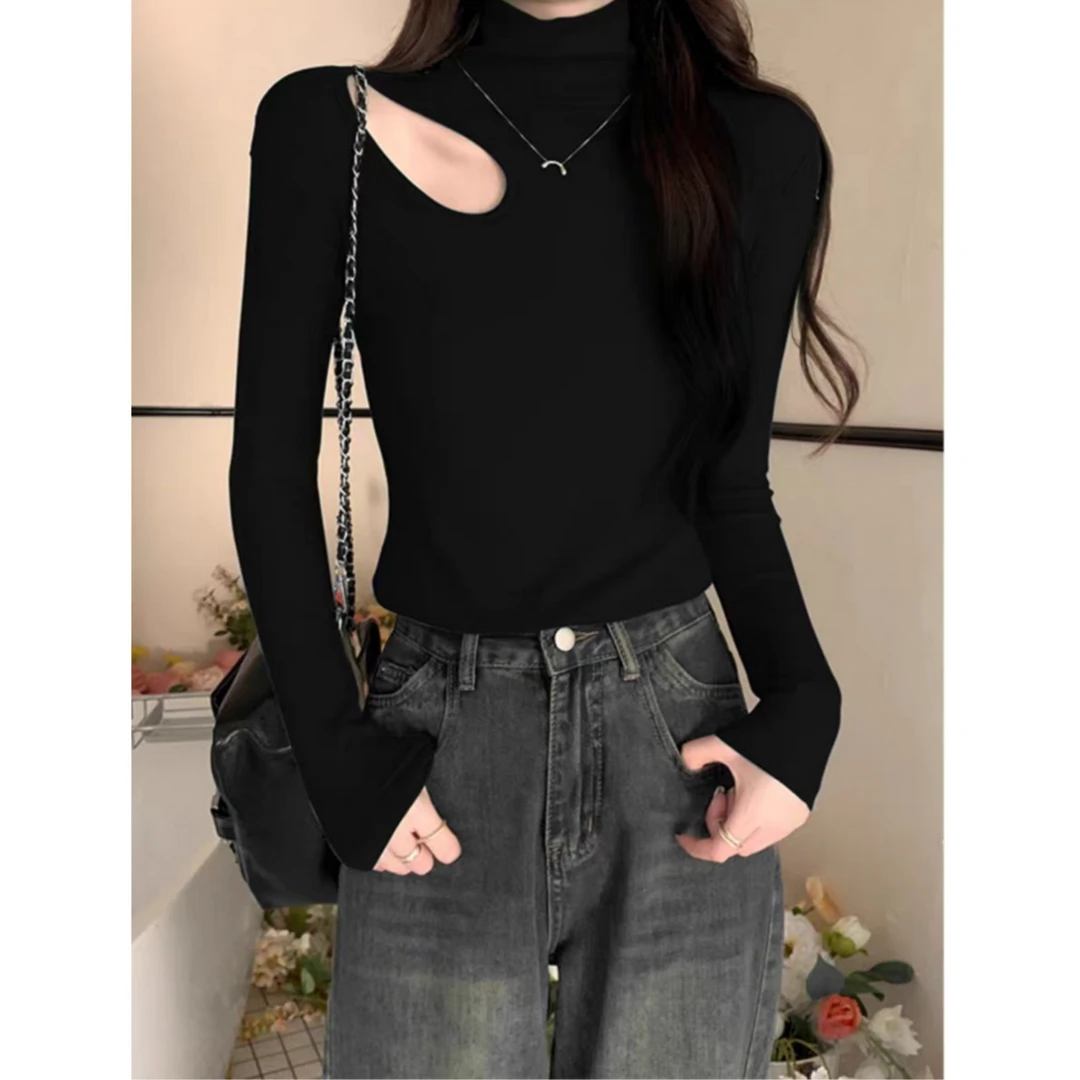 （柚子同款）ZJ早春款侧漏洞螺纹双面磨毛长袖内搭1056