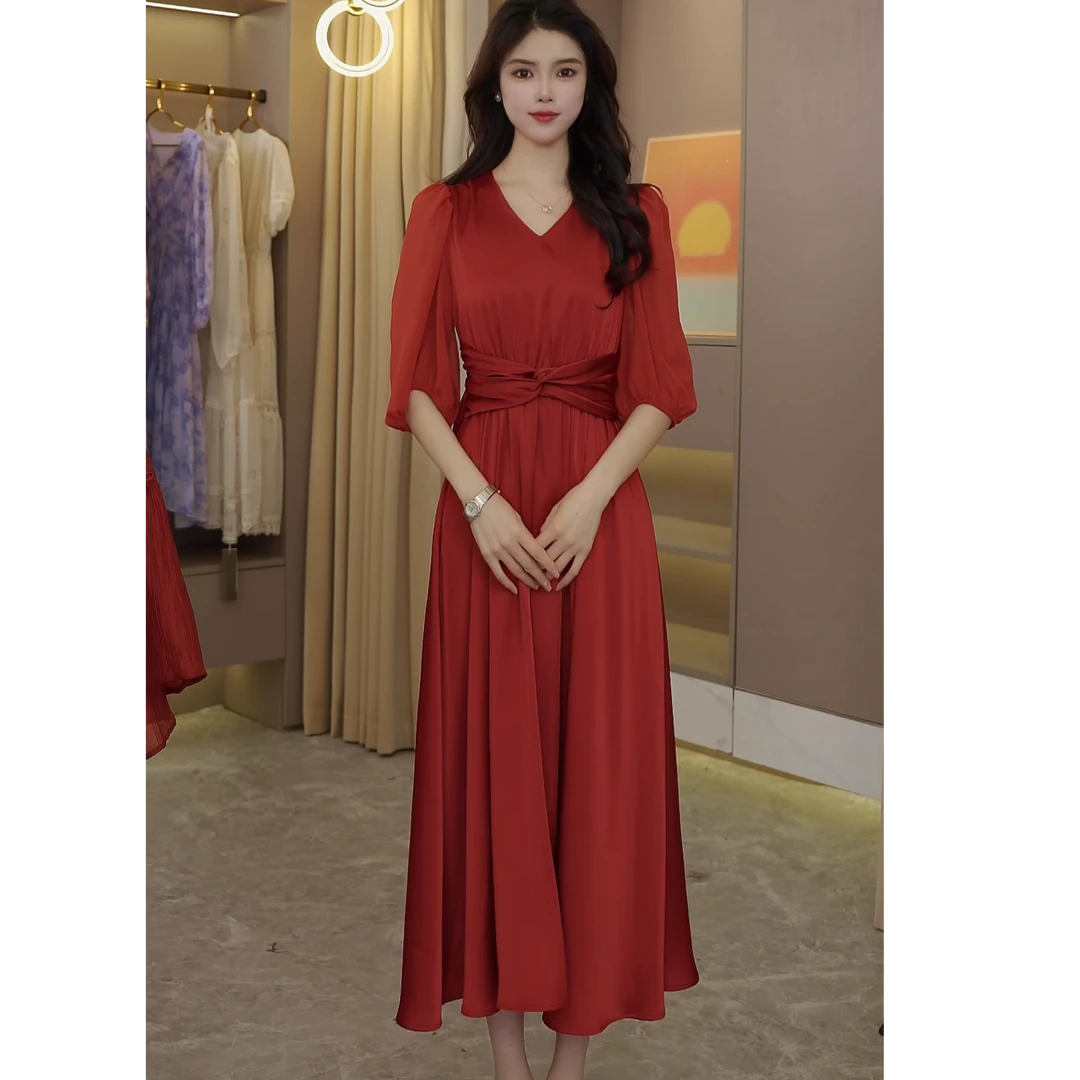 莉莉【盛夏红颜】高级感气质收腰显瘦仙女温柔风连衣裙春夏短袖