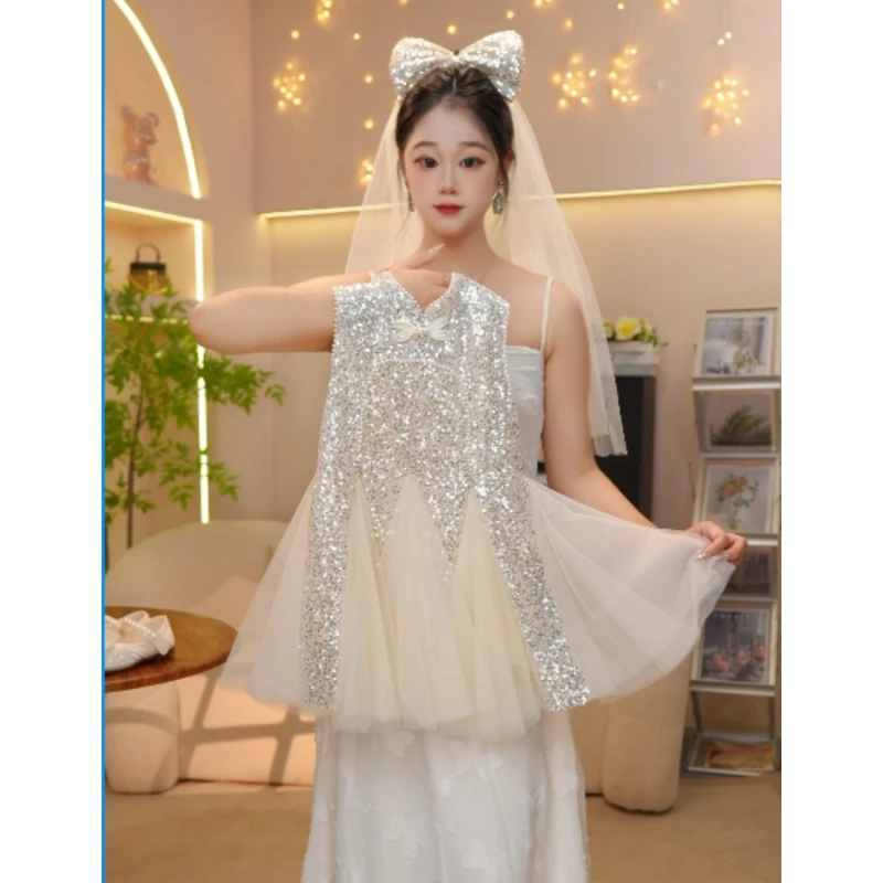 [MIXI 咪希]女童202518夏季高定轻奢重工八片拼接公主裙礼服裙