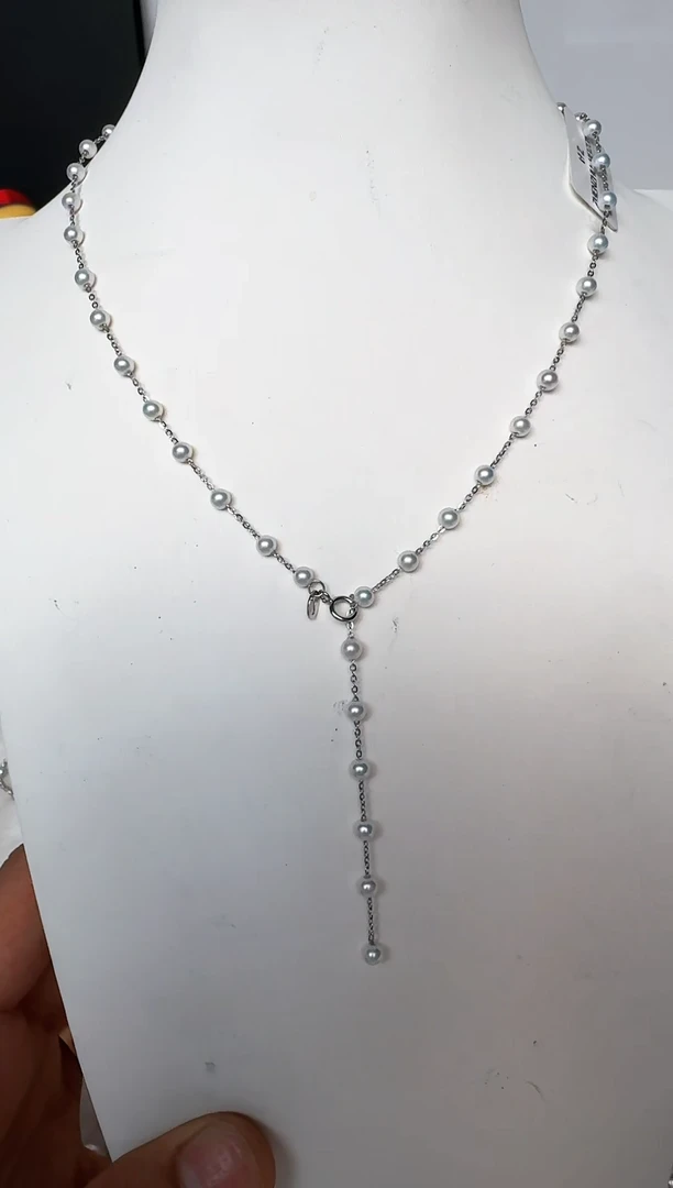 淡水珍珠银S925镶嵌颈饰项链