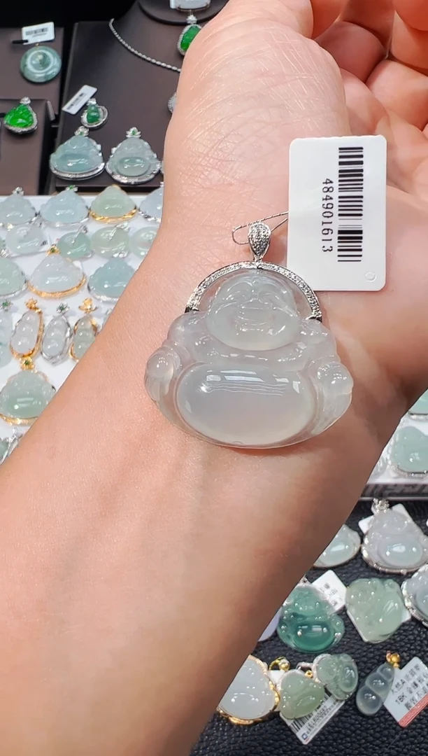 吊坠(不含链)18K金镶嵌翡翠佛公吊坠1613