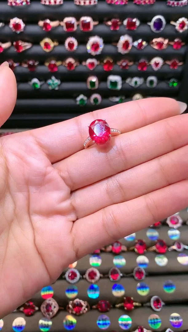 【闪购商品】红宝石戒指银S925镶嵌1012玫瑰金