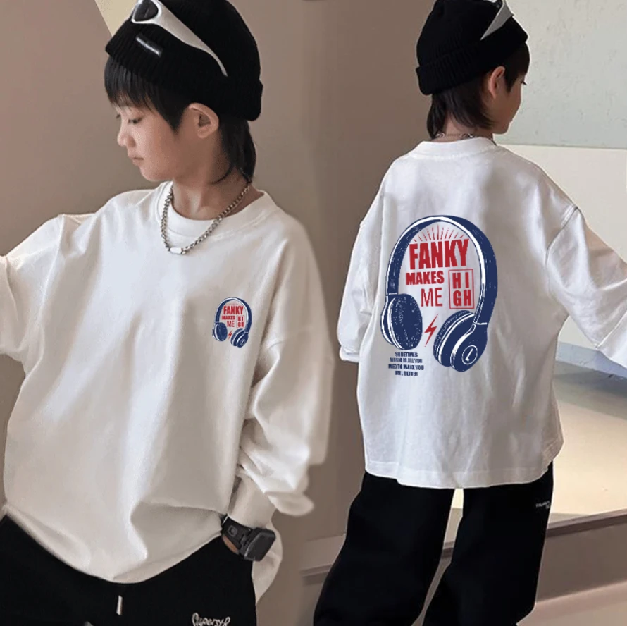 （实体品质）100%纯棉男童长袖t恤春秋款婴儿童装中大童内搭打底衫