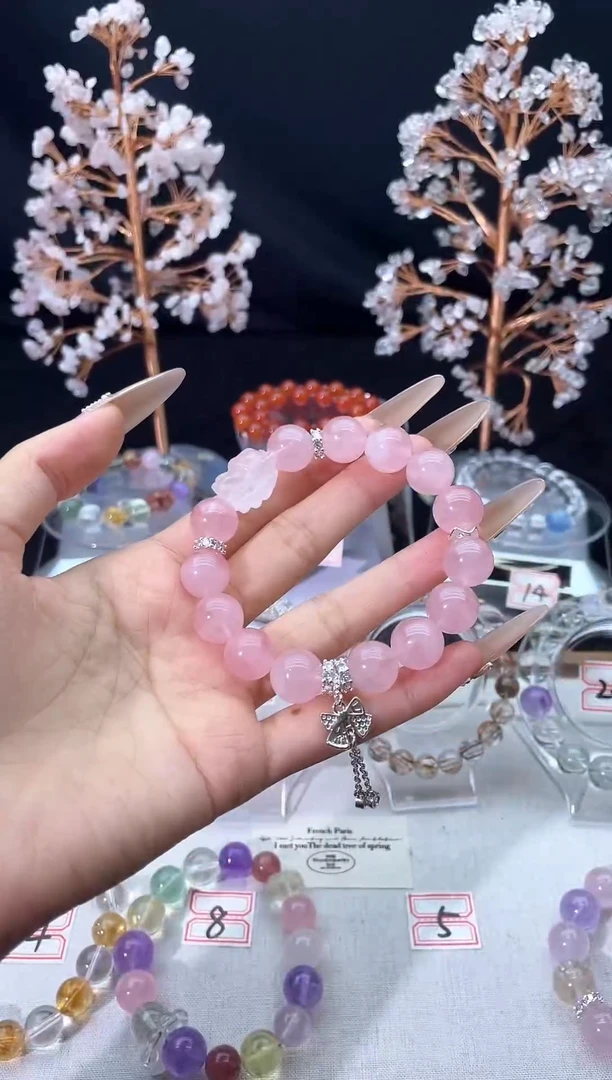 未镶嵌手串水晶S5 西柚粉DIY