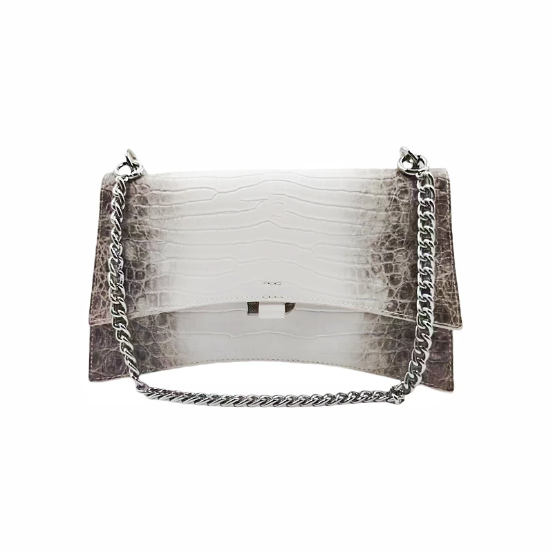 9533-6象牙白2025新款时尚休闲鳄鱼纹链条手提包百搭单肩斜挎女包