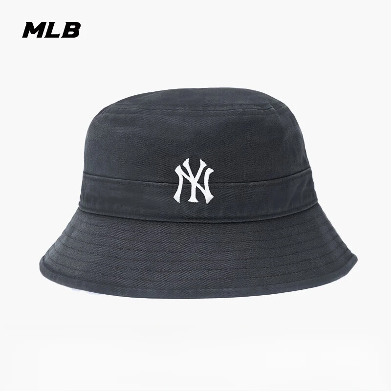 MLB官方男女情侣大LOGO渔夫帽简约百搭平顶遮阳帽25新款M25NHTB03