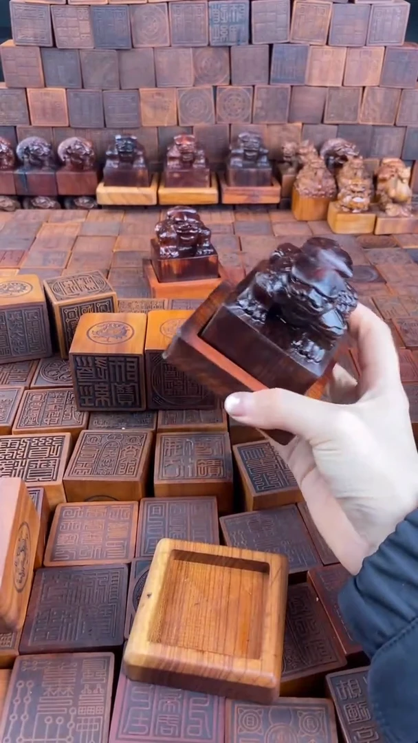 木枣木定制双龙瑞兽配底座6*6十套