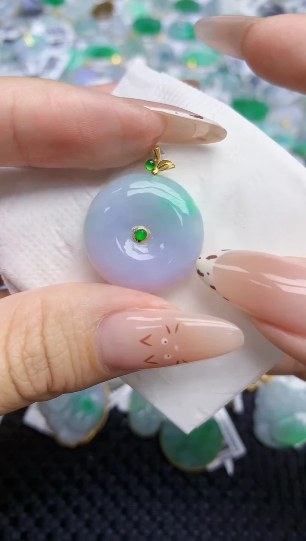 翡翠18K金镶嵌颈饰229   天然翡翠A货