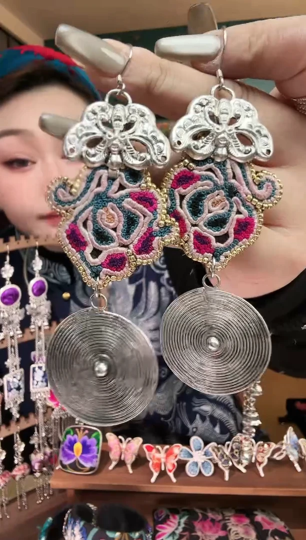 刺绣纯手工民族风刺绣耳环