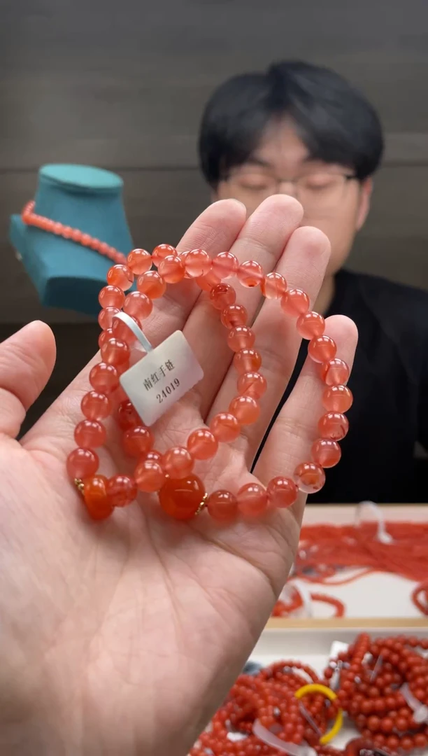 未镶嵌手串南红玛瑙保山冰红双圈多样性发一