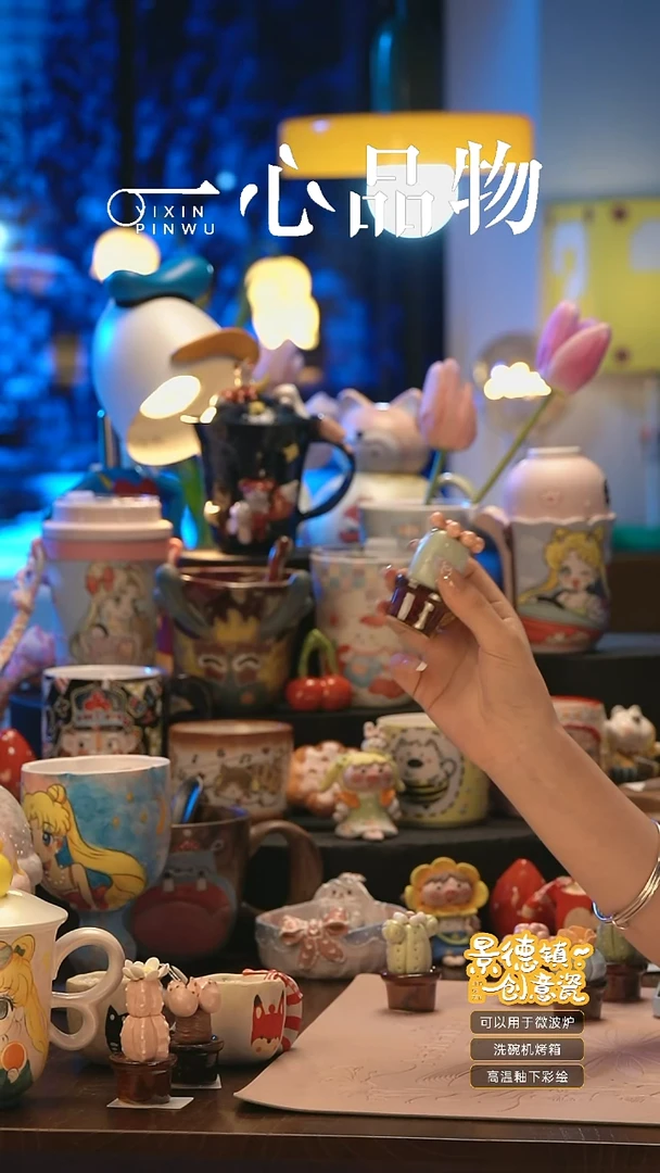 摆件D031景德镇手工手绘杯子摆件