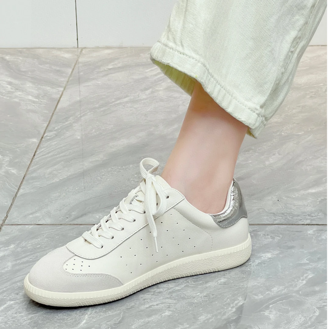 银尾德训鞋休闲舒适百搭系带小白鞋YY37091-2