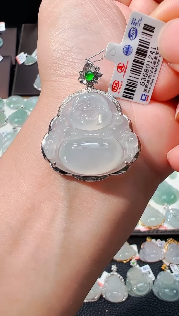 翡翠18K金镶嵌吊坠(不含链)佛公吊坠1241