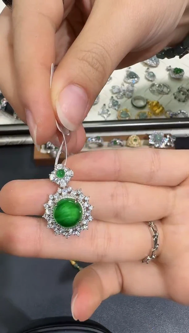 翡翠银S925镶嵌颈饰X0627-1822-310