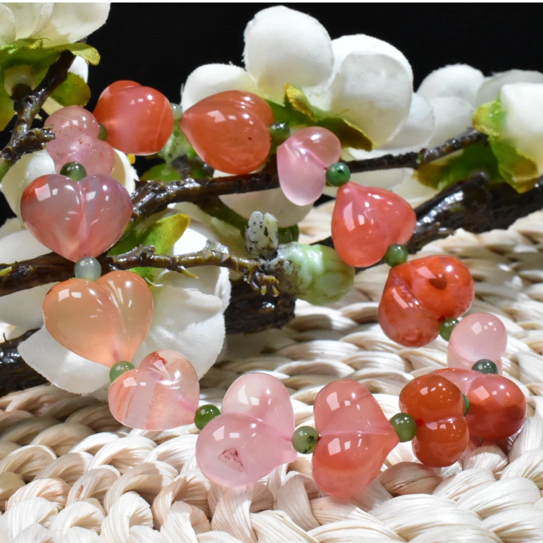 SJ【一九珠宝】卡12mm南红冰飘爱心手串-多样性发一件  YJ3071