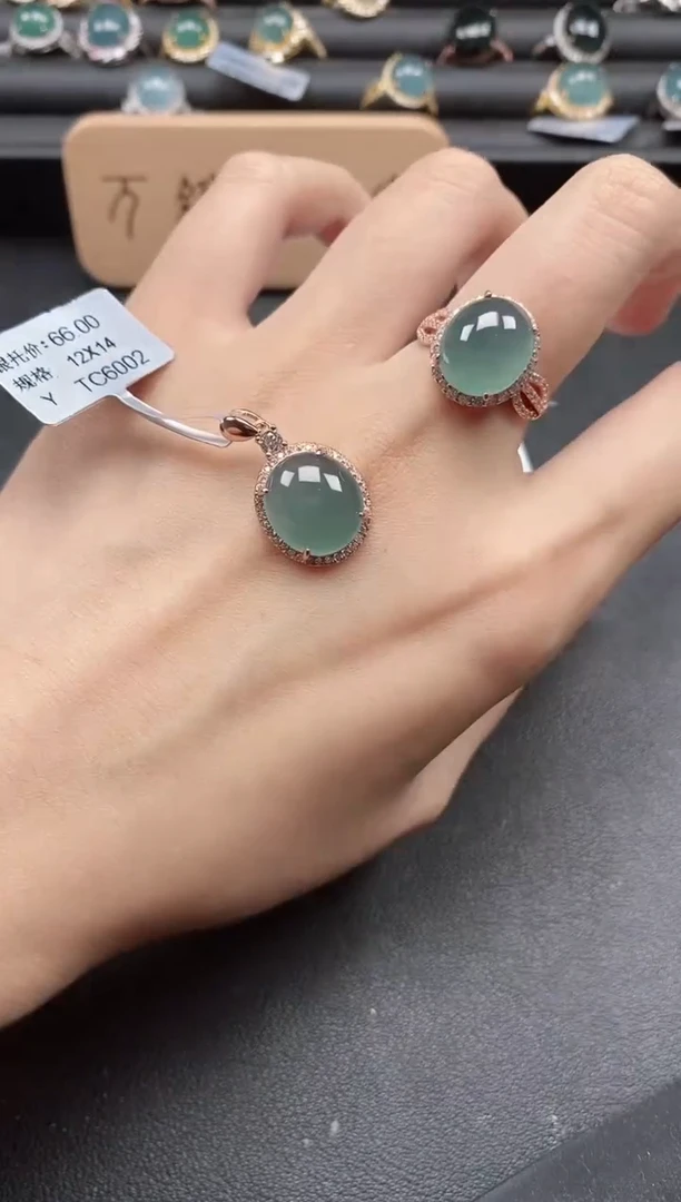 翡翠戒指银S925镶嵌51151