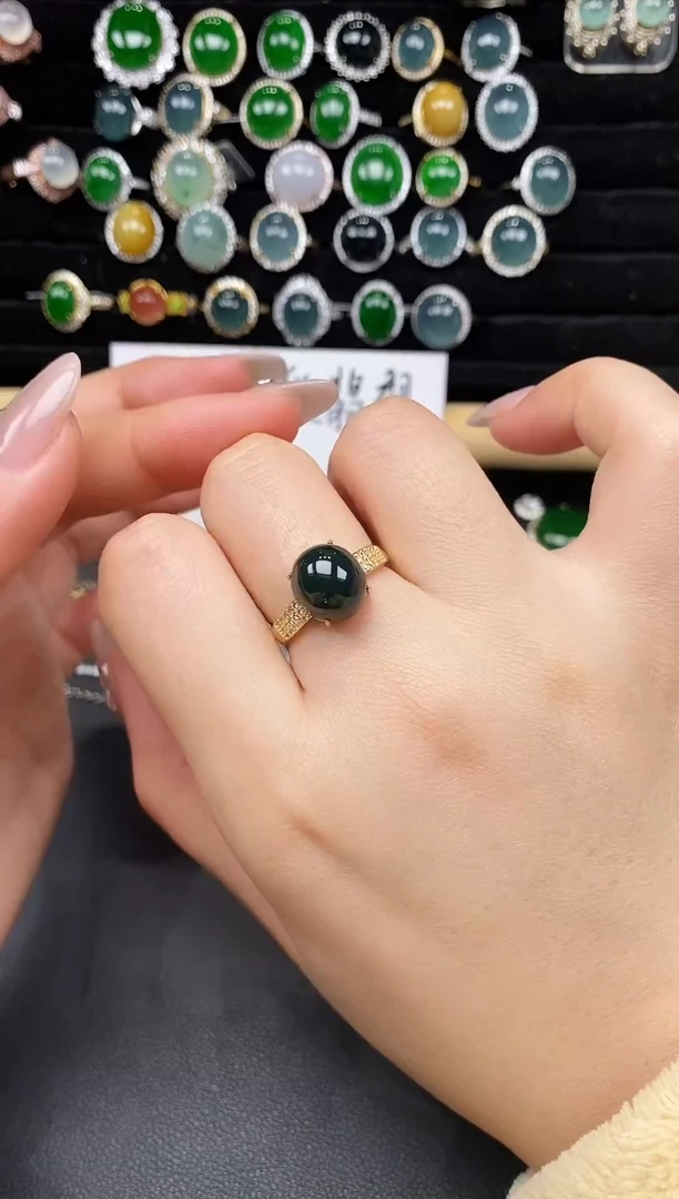 银S925镶嵌戒指翡翠32789