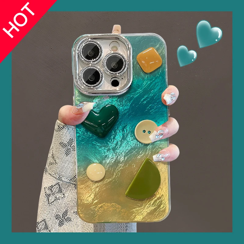 兰知春序公仔适用苹果16锡纸纹手机壳15pro全包镜头膜14高级感7/8