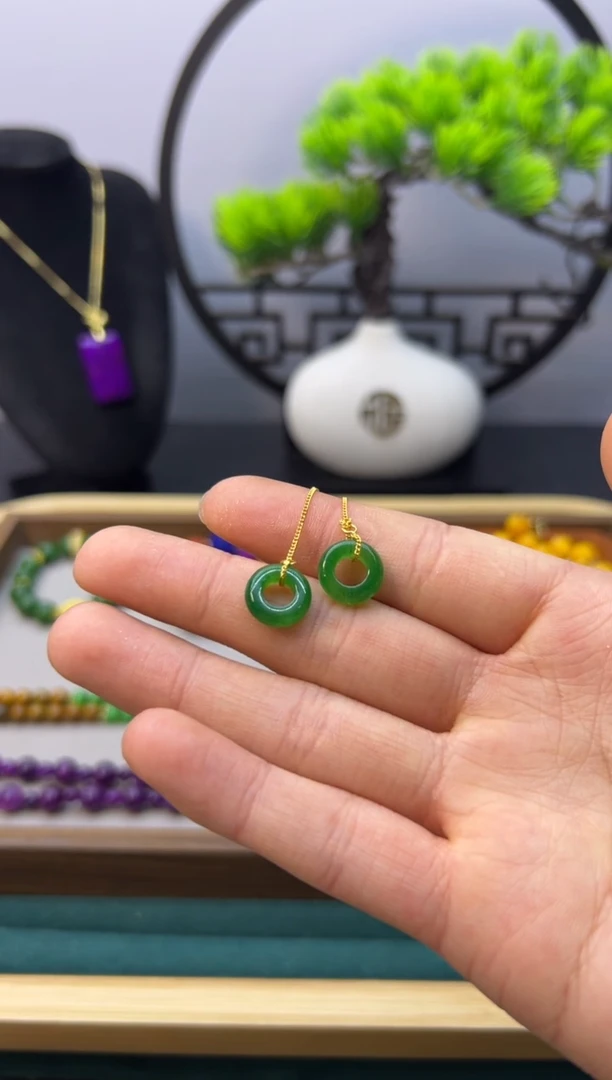 【闪购商品】翡翠耳饰14K金镶嵌E225