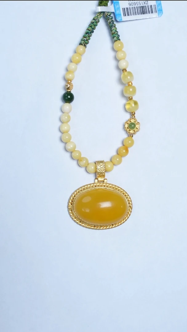 蜜蜡颈饰未镶嵌黄白蛋面项链