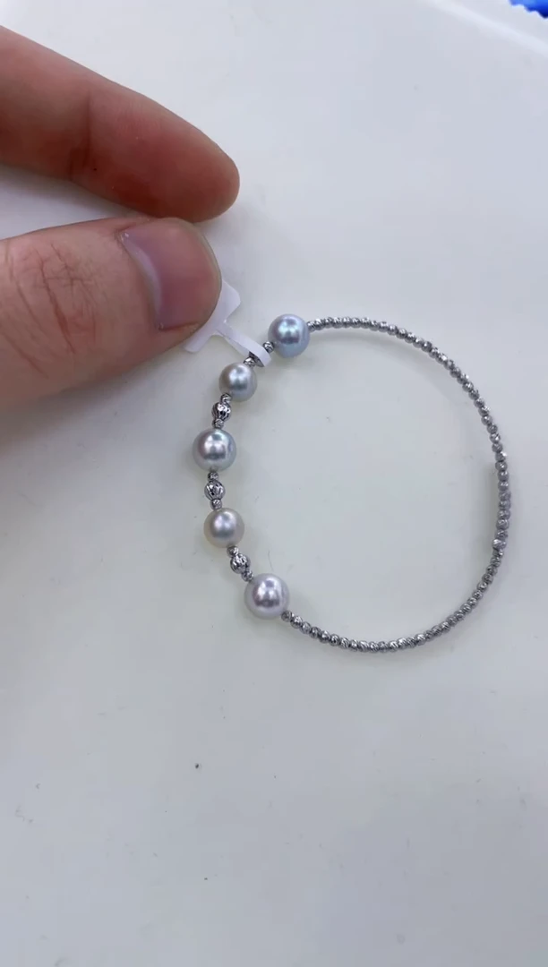 银S925镶嵌手镯海水珍珠