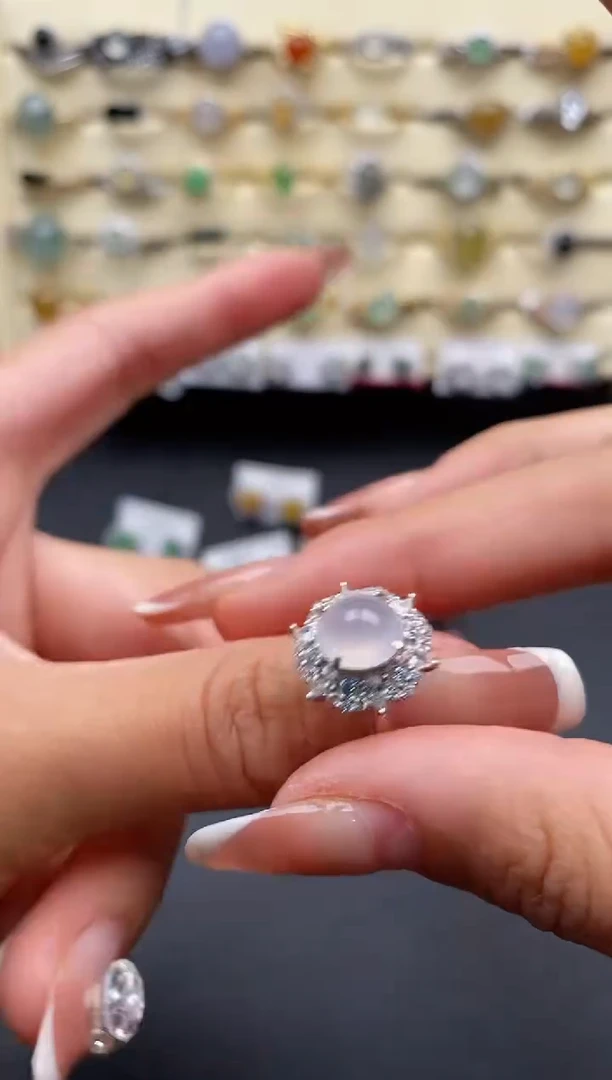 银S925镶嵌戒指翡翠3333333+3